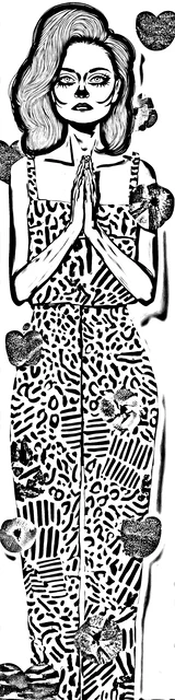 Free colorable bookmarks of a praying woman